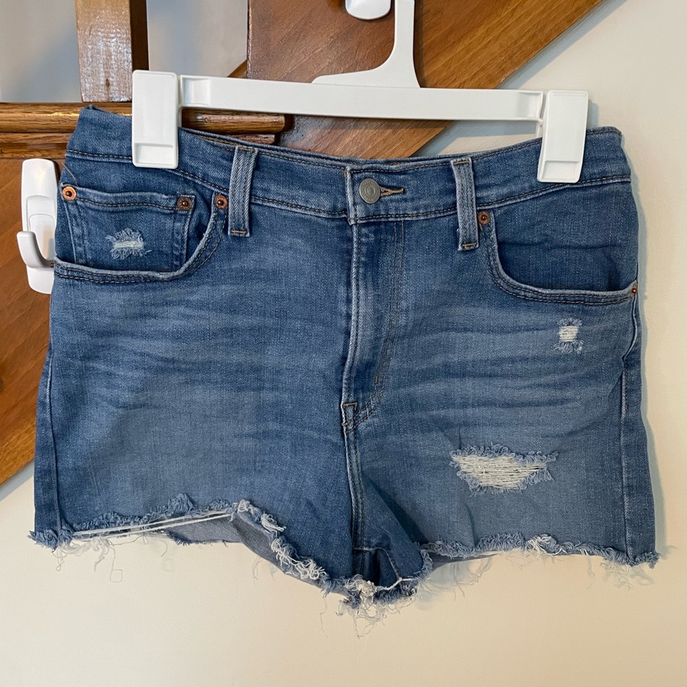 Denim Blue Distressed Women Shorts